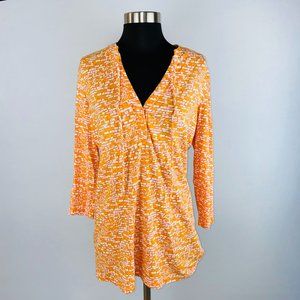 J M Laughlin Orange White Pink Geometric Popover Top M